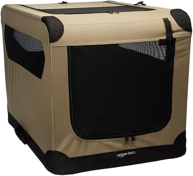 Amazon Basics Soft Dog Crate, Medium Tan