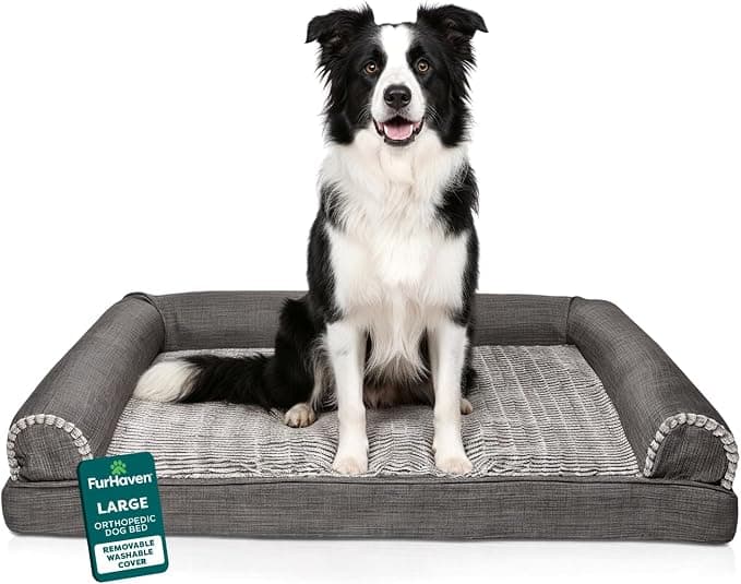 Furhaven Orthopedic Dog Bed - Luxe Faux Fur Sofa